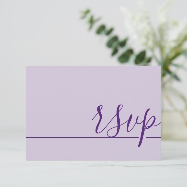 Simple Wedding RSVP Purple Lilac  Card (Standing Front)
