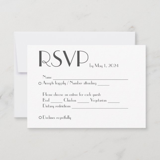 Simple Wedding RSVP Response Card (Front)