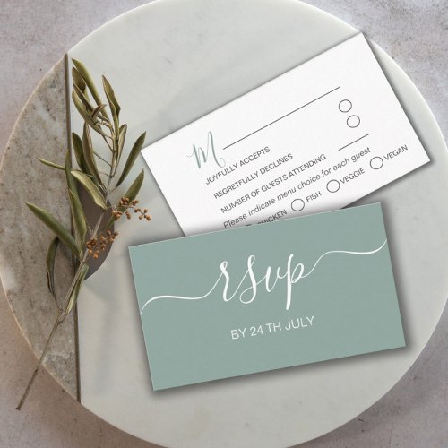 Simple Wedding RSVP Sage Green Eucalyptus Enclosure Card