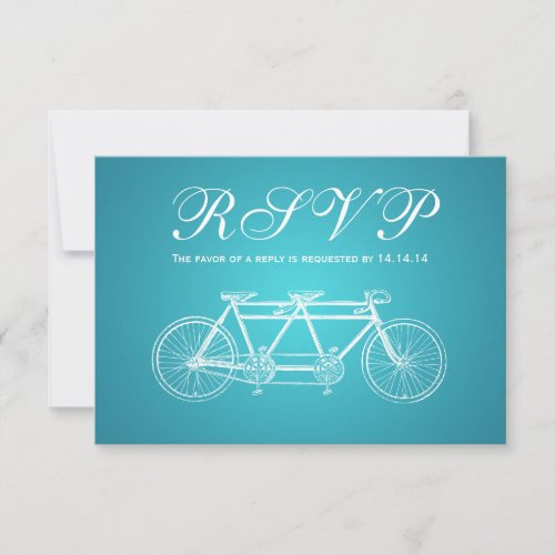 Simple Wedding RSVP Tandem Bike Turquoise