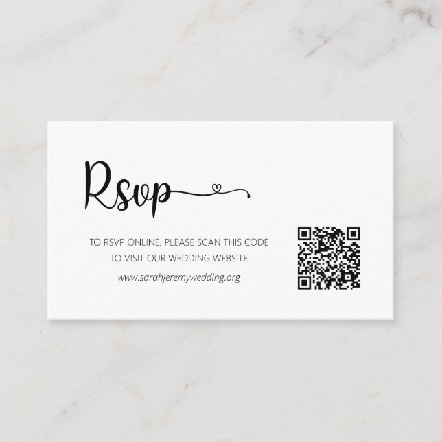 Simple Wedding RSVP Website Enclosure Card (Front)