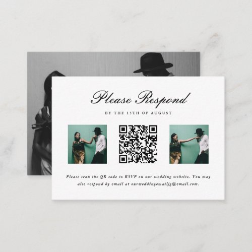 Simple Wedding Rsvp with QR Code and Photo Grid Enclosure Card