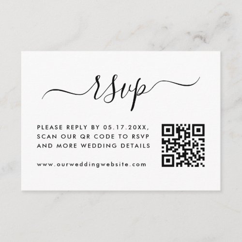 Simple Wedding RSVP with QR Code Enclosure Card