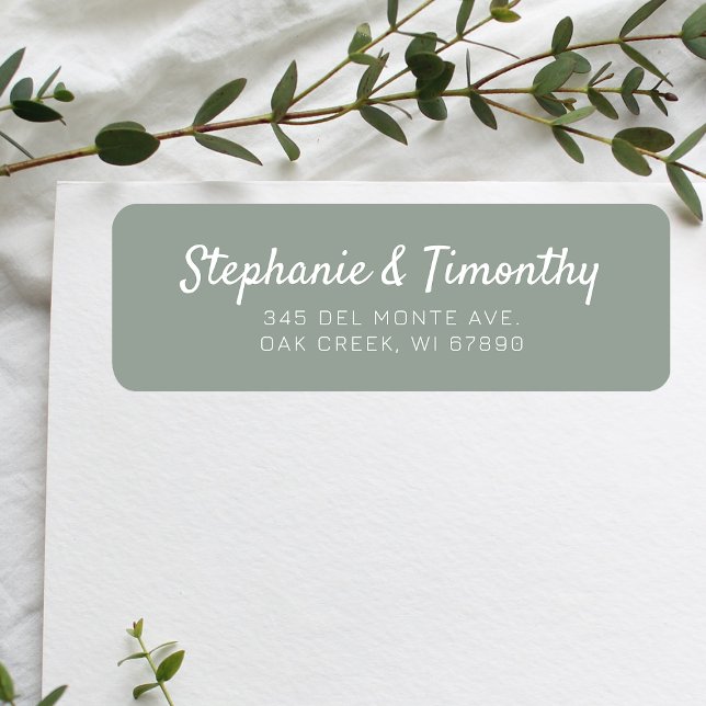 Simple Wedding Sage Green Return Address Label (Effortlessly manage wedding correspondence with our simple return labels, ensuring seamless mailing.)