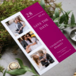 Simple Wedding Save The Date Photo Picture<br><div class="desc">Simple Wedding Save The Date Photo Picture Invitations features four of your favorite photos, three on the front and one on the reverse with the text "Save the date" in elegant modern script typography on a purple and white background. Simple, modern and elegant for your wedding day celebration. Designed by...</div>