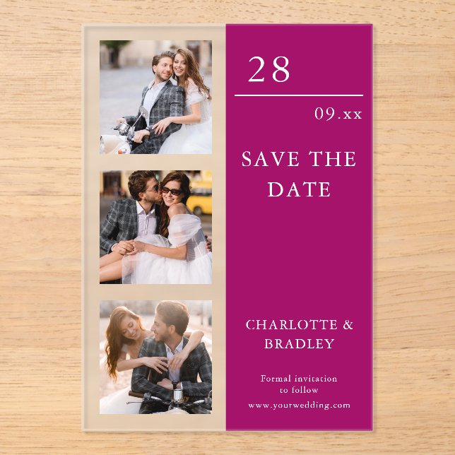 Simple Wedding Save The Date Photo Picture Acrylic Invitations (Front)