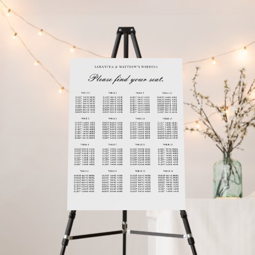 Simple Wedding Seat Table List Foam Board