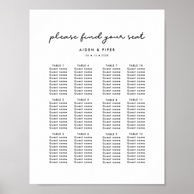 Simple wedding seating chart (Front)