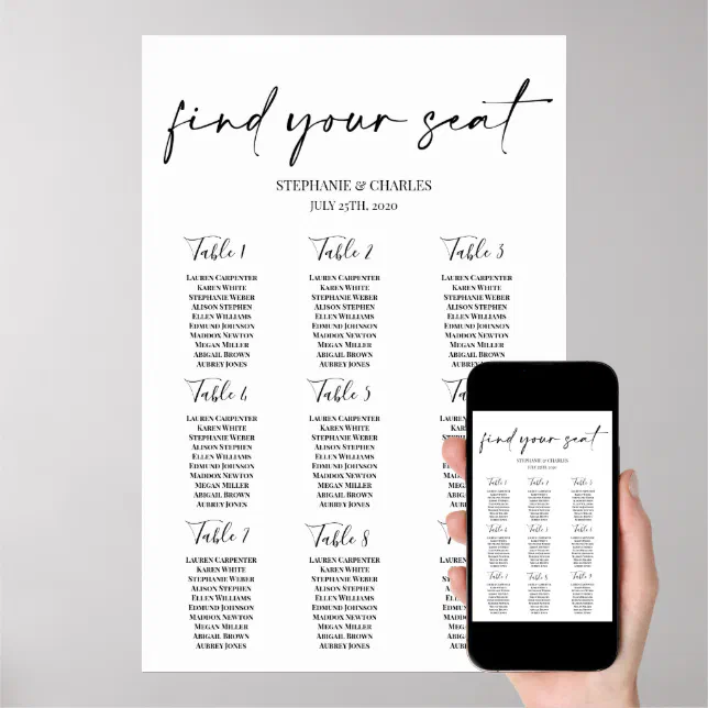 Simple Wedding Seating Chart | Zazzle