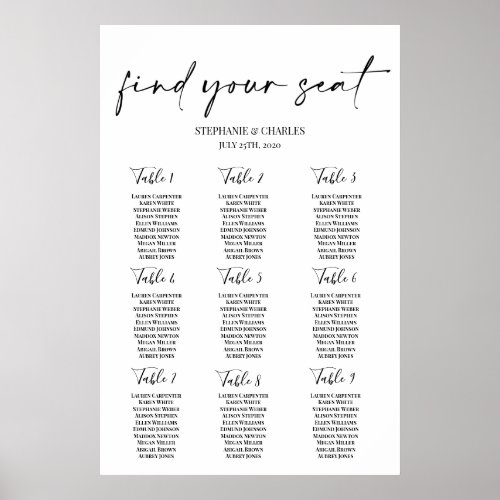 Simple Wedding Seating Chart