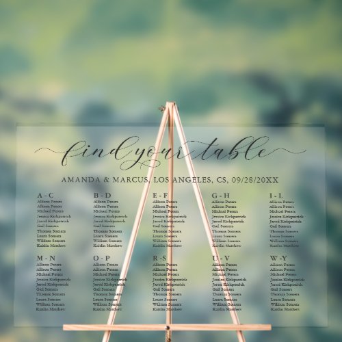 Simple Wedding Seating Chart Alphabetized.