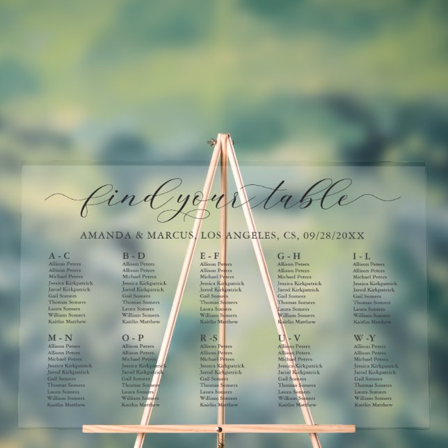 Simple Wedding Seating Chart Alphabetized. (Neutral)