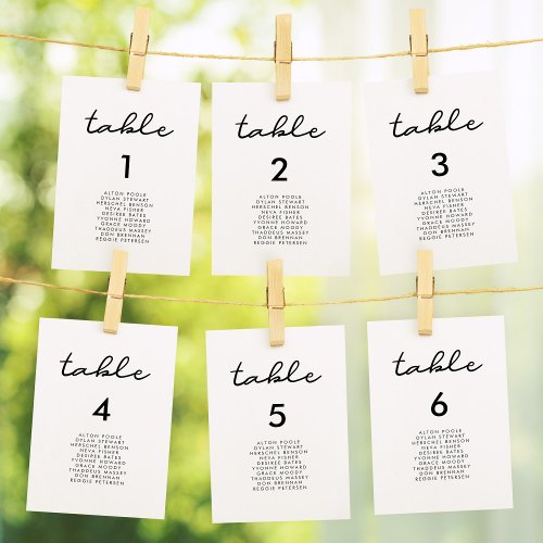 Simple wedding seating chart cards