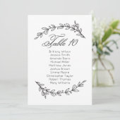 Simple wedding seating chart floral. Table plan 10 Invitation (Standing Front)