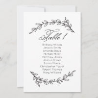 Simple wedding seating chart floral. Table plan 1