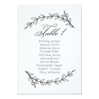 Simple wedding seating chart floral. Table plan 1 Invitation