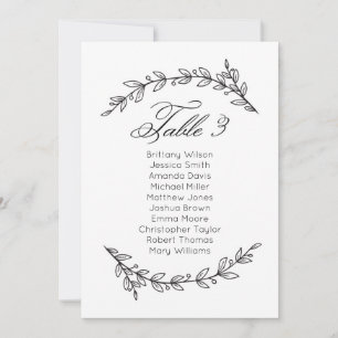 Simple wedding seating chart floral. Table plan 3 Invitation