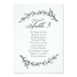 Simple wedding seating chart floral. Table plan 3 Invitation