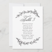 Simple wedding seating chart floral. Table plan 5