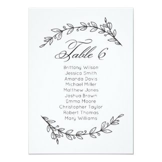 Simple wedding seating chart floral. Table plan 6 Invitation