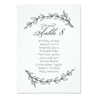 Simple wedding seating chart floral. Table plan 8 Invitation