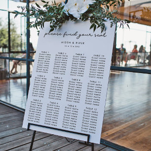 Simple wedding seating chart foam board