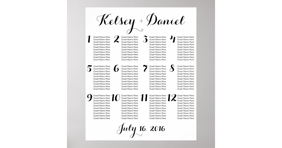 Simple Wedding Seating Chart Poster Zazzle