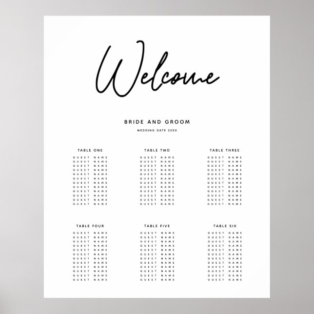 Simple Wedding Seating Chart Print (Front)