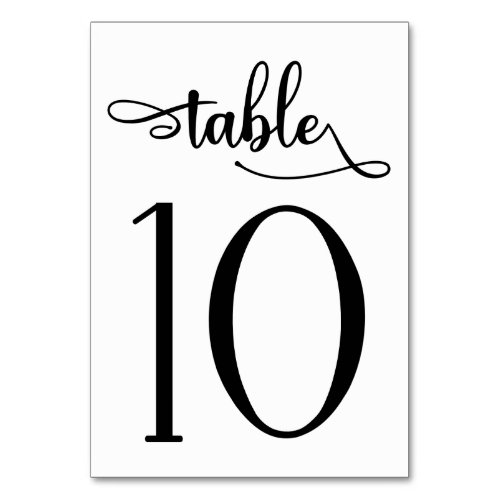 Simple wedding sign  35x5 table number  Table 10