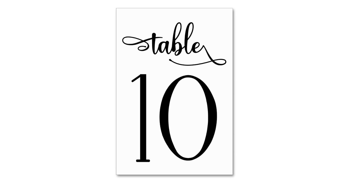 Simple wedding sign 3.5x5 table number | Table 10 | Zazzle