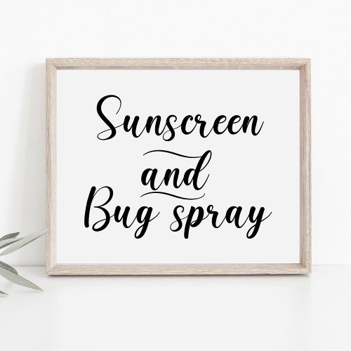 Simple Wedding Sunscreen and Bug Spray Sign