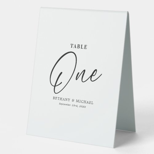 Simple Wedding Table Number 1 Tent Sign