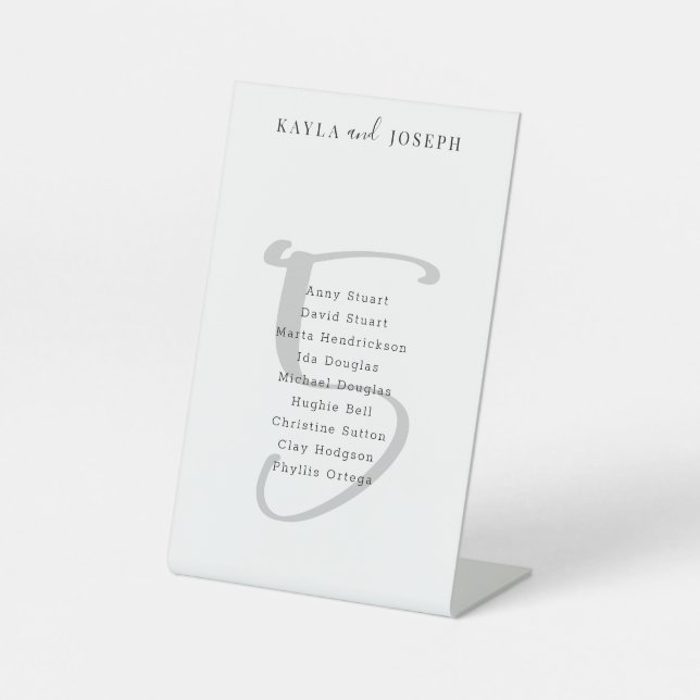 Simple Wedding Table Number 5 Pedestal Sign (Front)