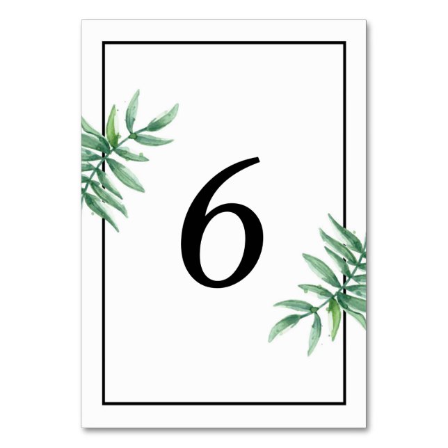 Simple Wedding Table Number Card (Back)