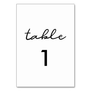 Simple wedding table number card
