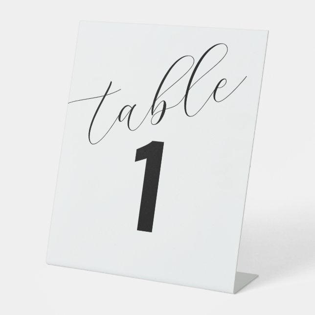 Simple Wedding Table Number Seating Chart Cards Pedestal Sign (Front)