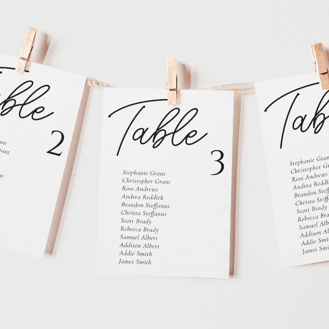 Simple Wedding Table Seating Chart Cards | Zazzle