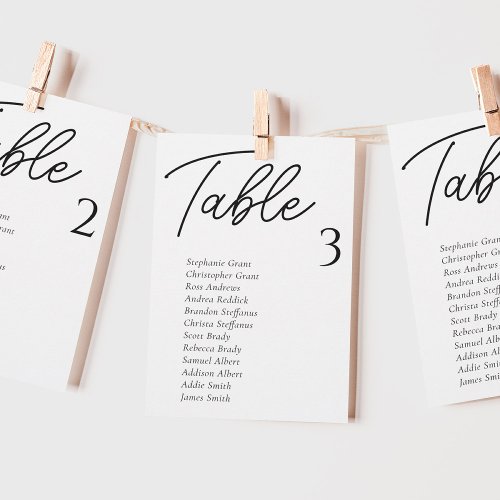 Simple Wedding Table Seating Chart Cards