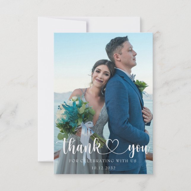 Simple Wedding Thank You 2 Photo  Card (Front)