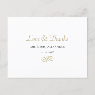 Simple Wedding Thank You Black White Bride Groom Postcard