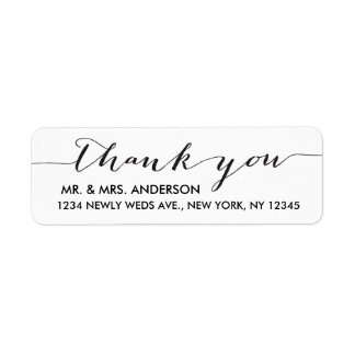 Simple Wedding Thank You Black White Label