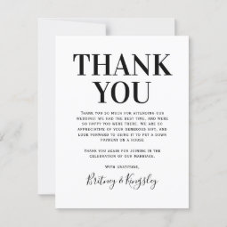 Simple Wedding Thank You Card | Zazzle