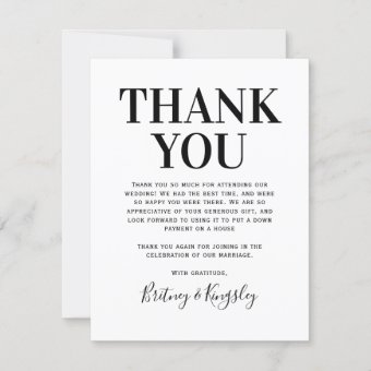 Simple Wedding Thank You Card | Zazzle