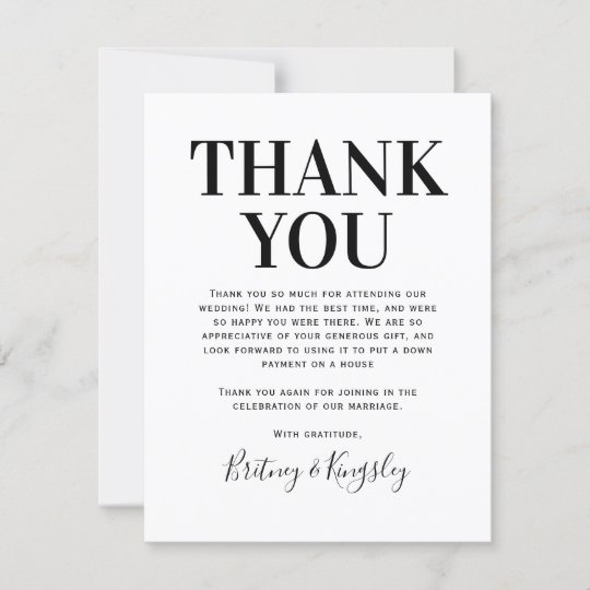 Simple Wedding Thank You Card | Zazzle.com