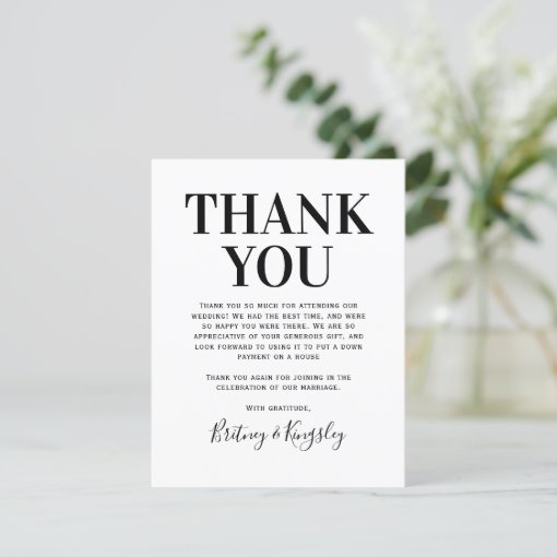 Simple Wedding Thank You Card | Zazzle