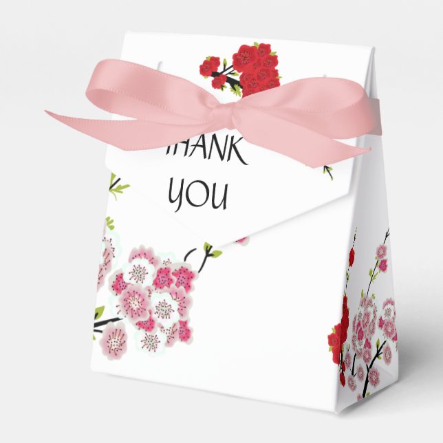 Simple Wedding Thank You Cherry Blossoms Favor Boxes (Front Side)