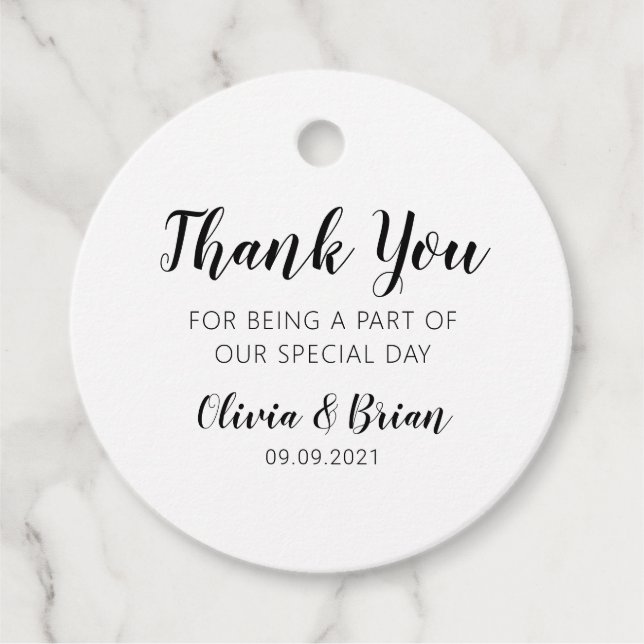 Simple Wedding Thank You Favor Tag (Front)