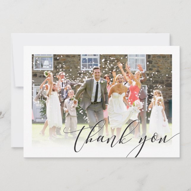 SIMPLE WEDDING THANK YOU photo border elegant Card (Front)