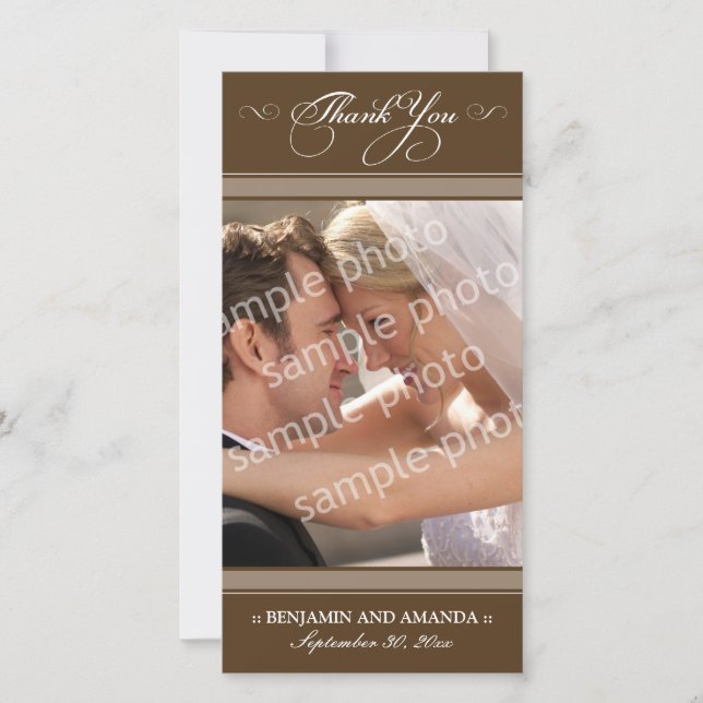 Simple Wedding Thank You Photocard (chocolate) Card (Front)