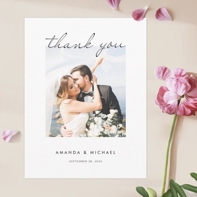 Simple Wedding Thank You Postcard with Photo (Creator Uploaded)